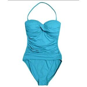 NEW La Blanca Swimsuit Bikini one piece Island Goddess 4 Blue Removable Strap
